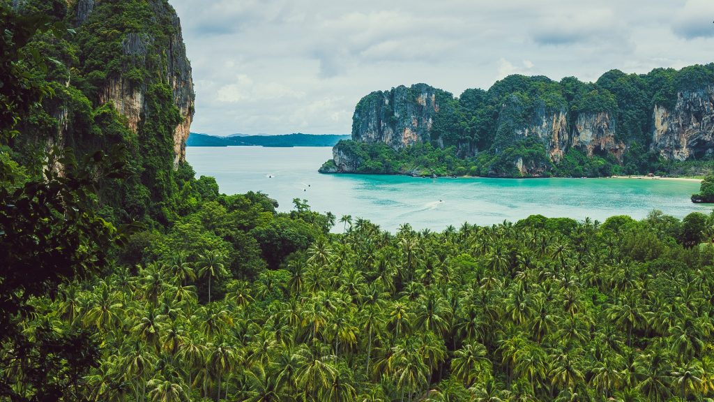 View on Railay beach from a height, Krabi, Thailand View on Railay beach from a height, Krabi, Thailand